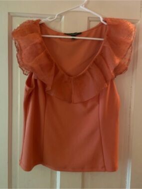 Marc New York Coral Ruffle Yoke Sleeveless Top